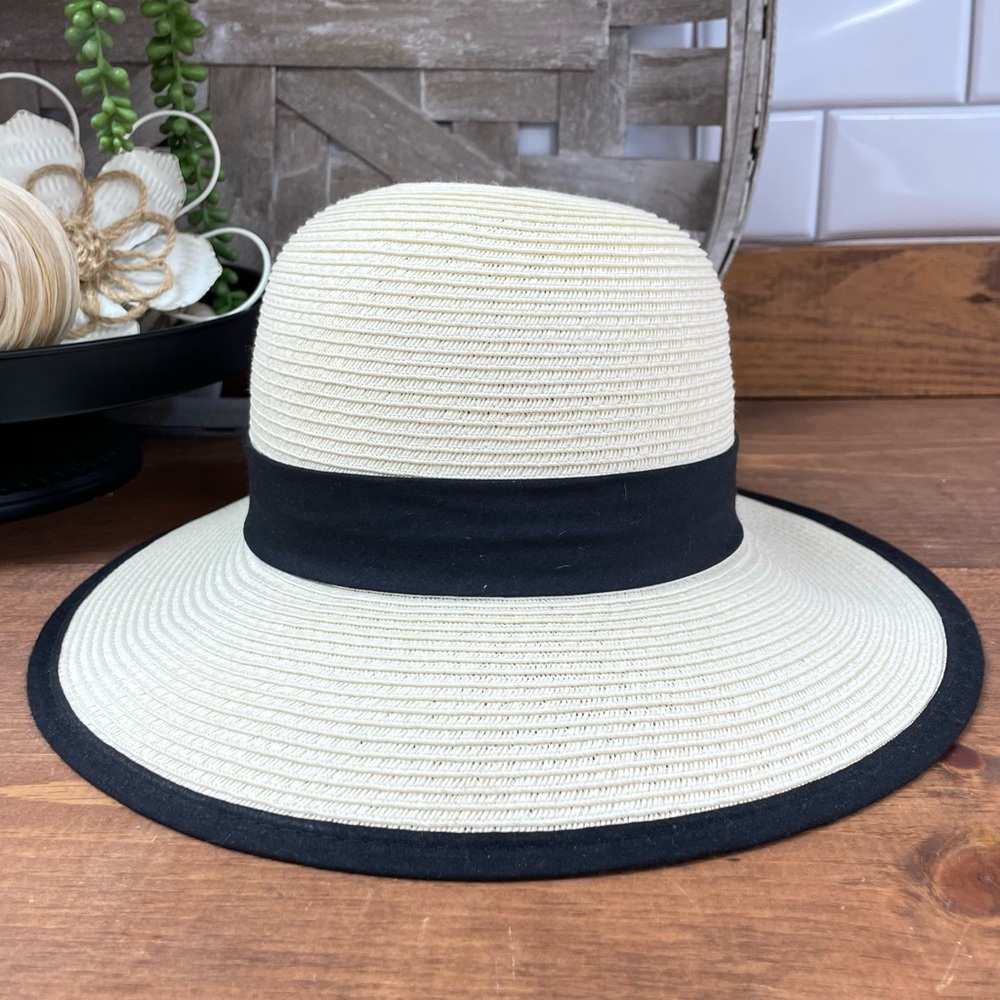 Sun N’ Sand UPF50+ Bow Detail Woven Paper Straw Backless Sun Hat White - Picture 2 of 8